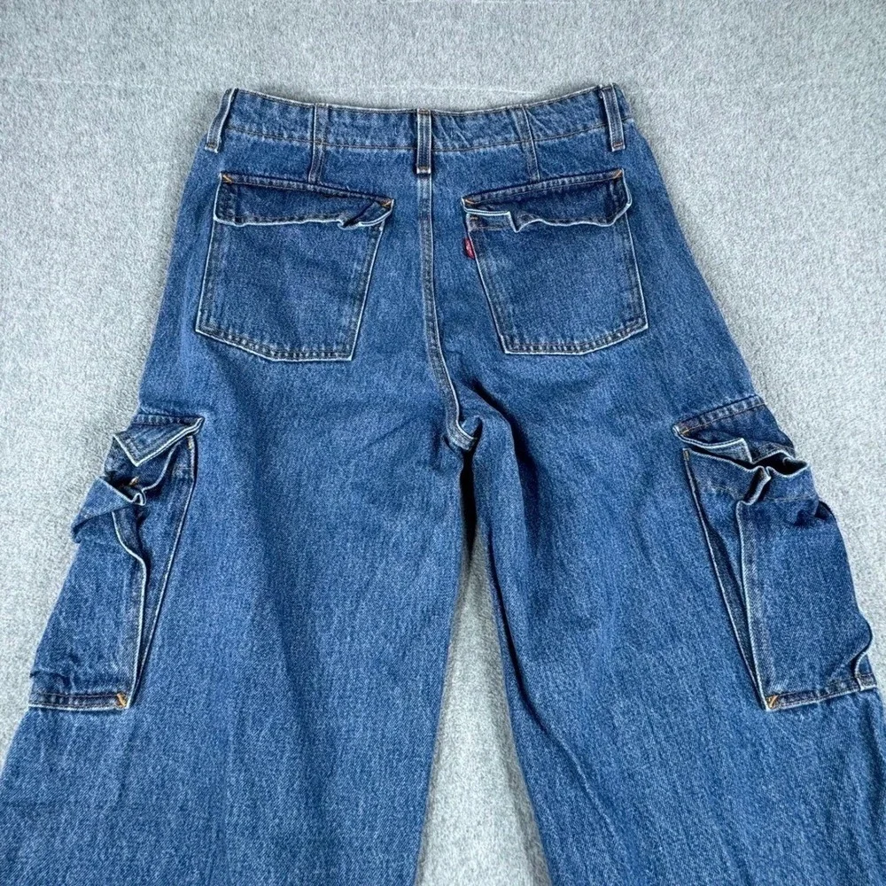 Levis 94 Baggy‎ Jeans Mens 32 Denim Cargo Carpenter Pockets Drawstring Pants